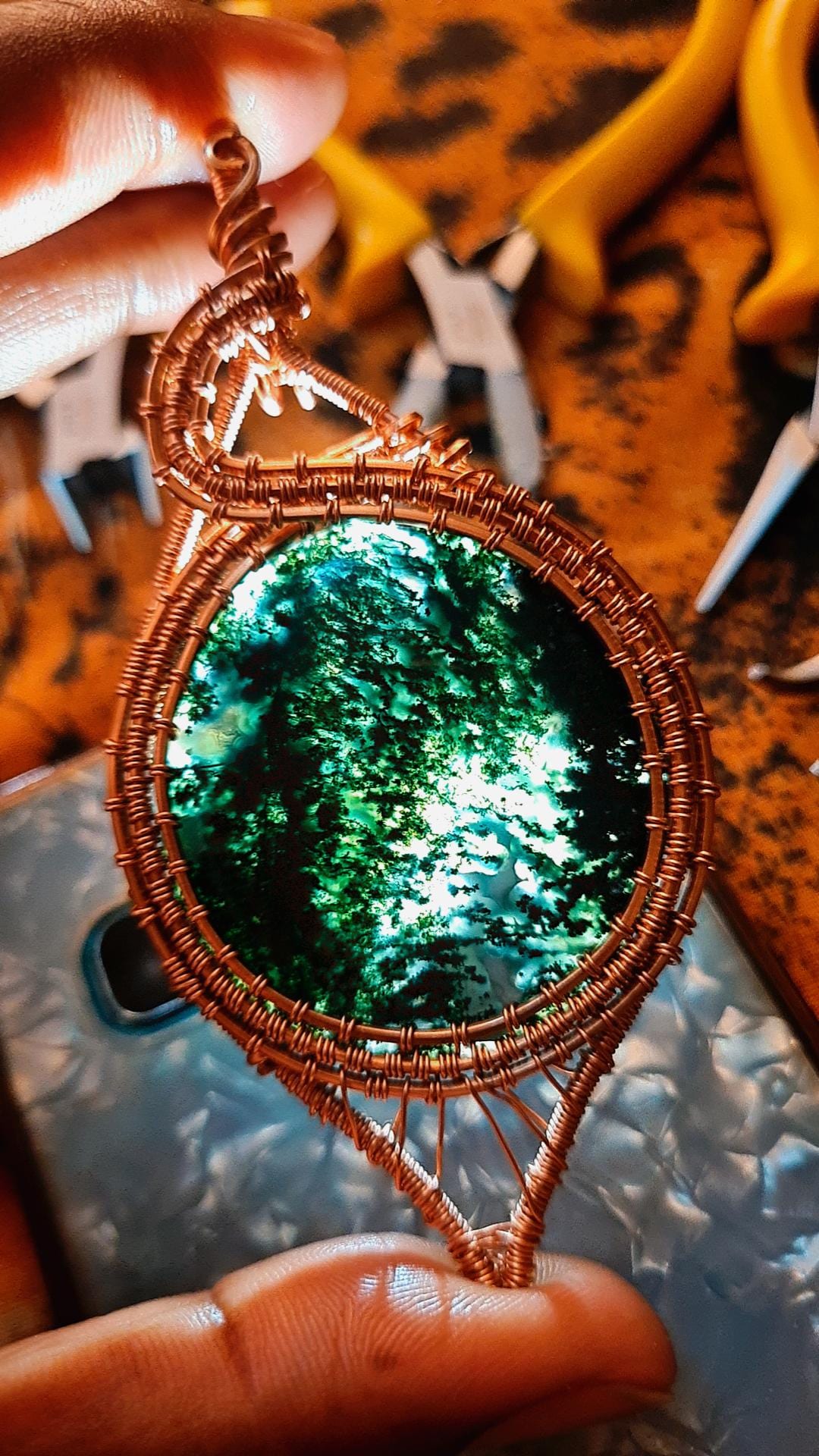 '222 SACRED FOREST' - MOSS AGATE PENDANT