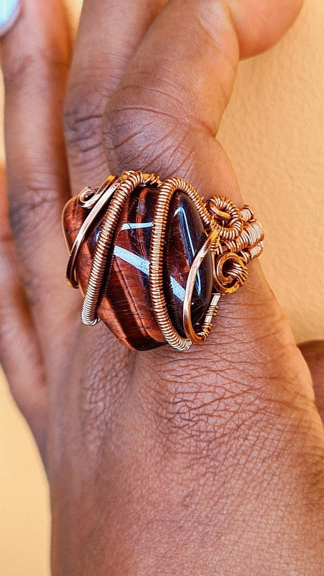 'THE DEFENDER' - RED TIGERS-EYE RING
