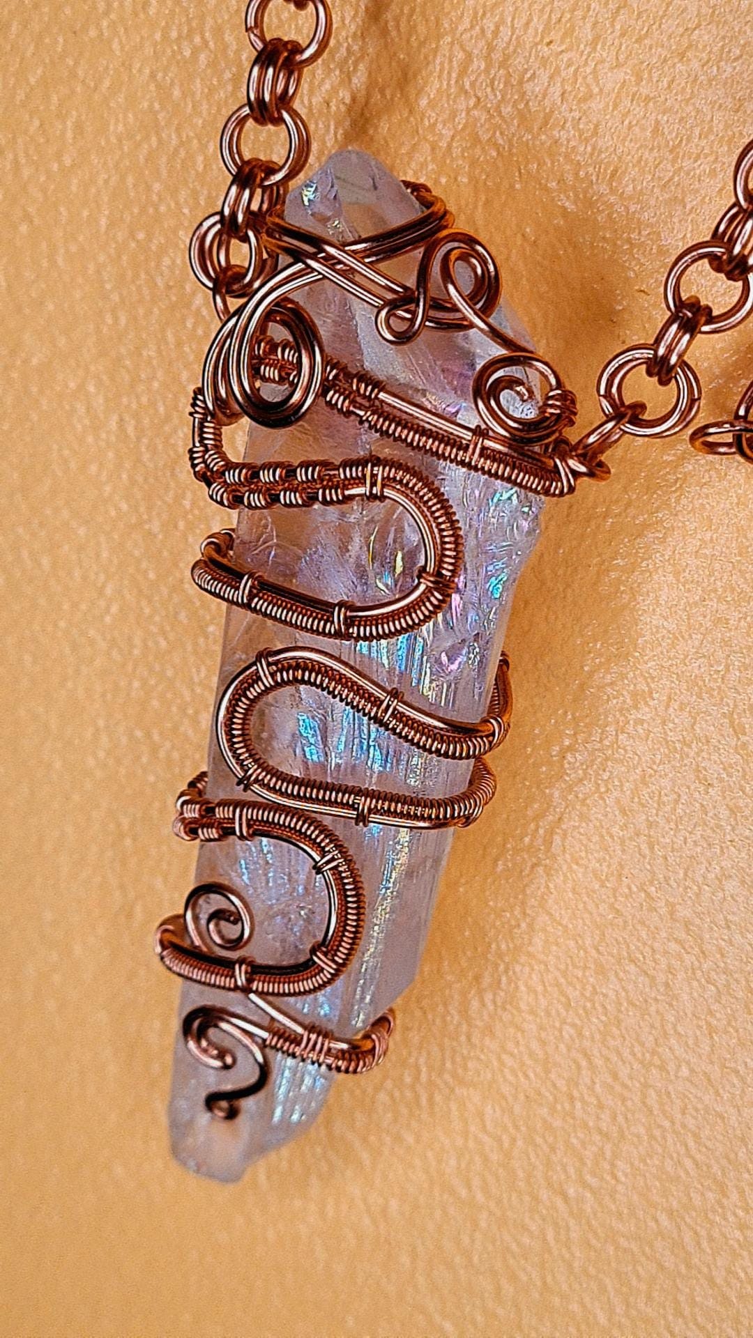 '111 MIRACLE SHARD' - RAW ANGEL AURE QUARTZ PENDANT & CHAIN