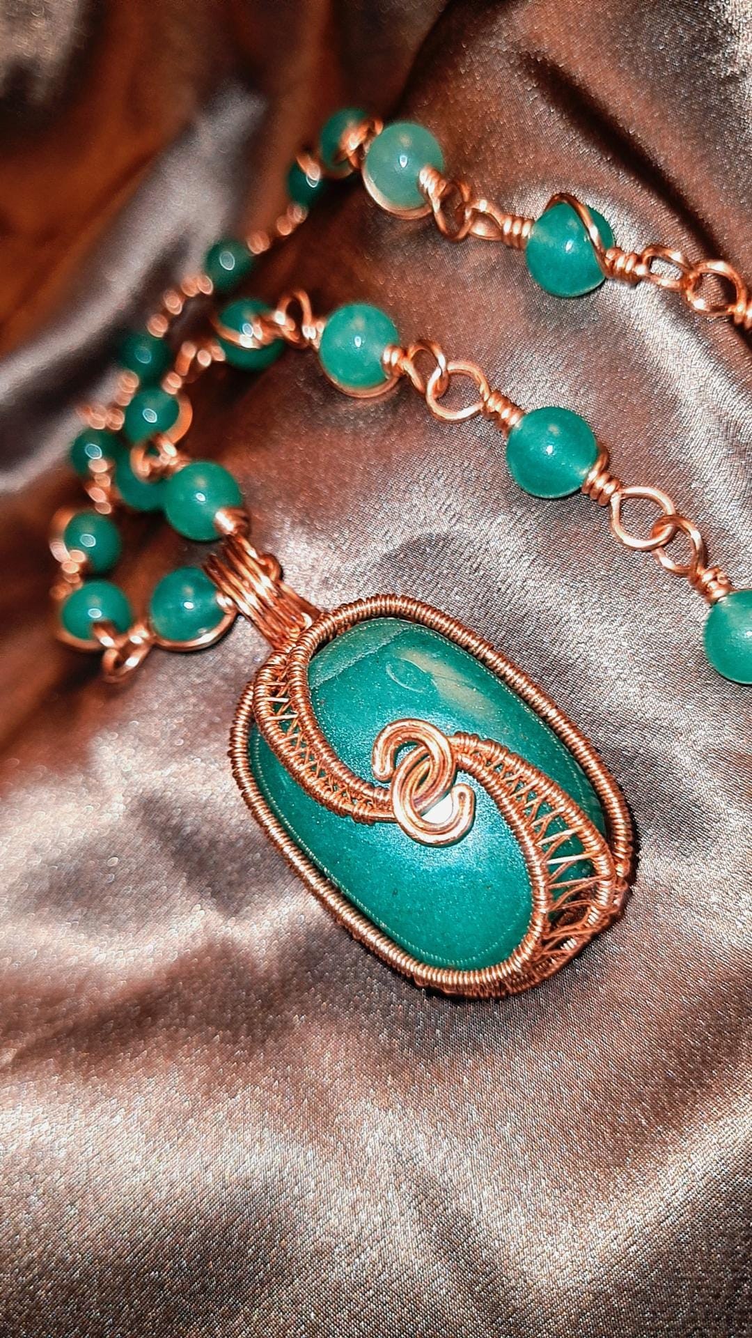 'DRAGON HEART'- AVENTURINE PENDANT & CHAIN COMBO