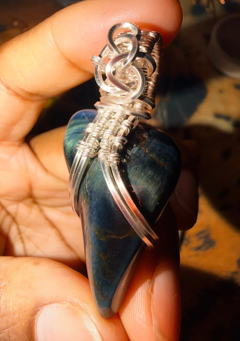 DARK KNIGHT - BLUE TIGERS EYE NECKLACE