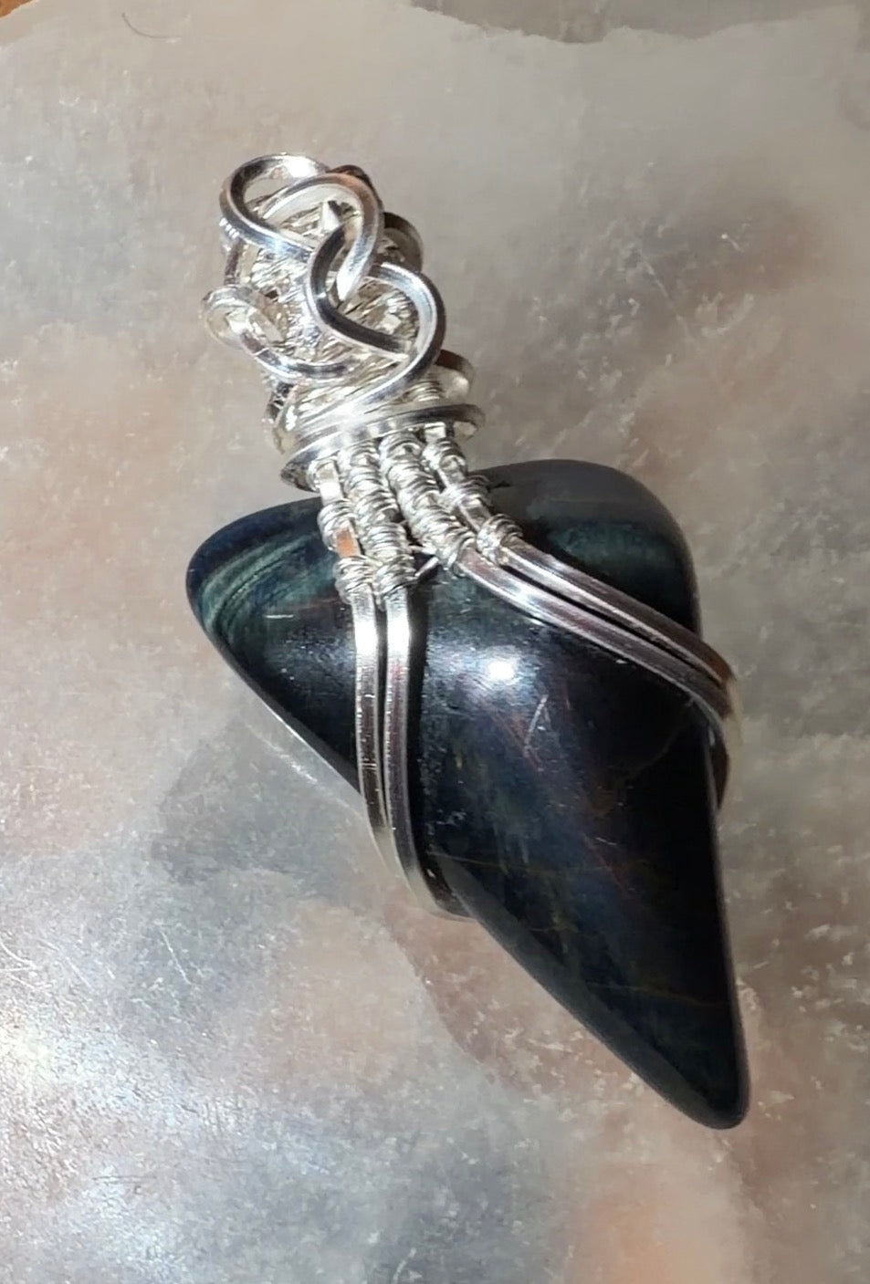 DARK KNIGHT - BLUE TIGERS EYE NECKLACE