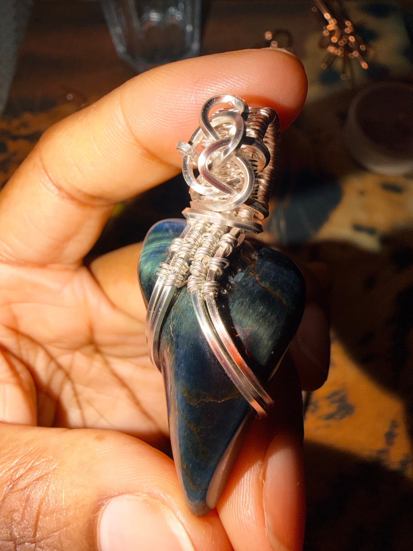 DARK KNIGHT - BLUE TIGERS EYE NECKLACE