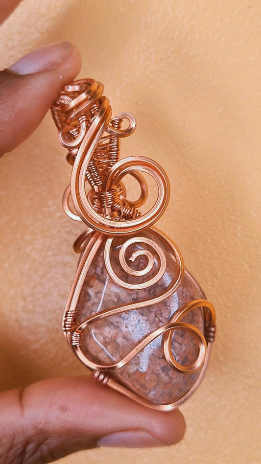 '888 DIVINE LADY' PINK MOSS AGATE PENDANT