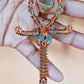'888 FLUORITE 'PYRAMINX DIAMOND' -GOLDEN ANKH PENDANT (SML) -