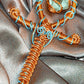 '888 FLUORITE 'PYRAMINX DIAMOND' -GOLDEN ANKH PENDANT (SML) -