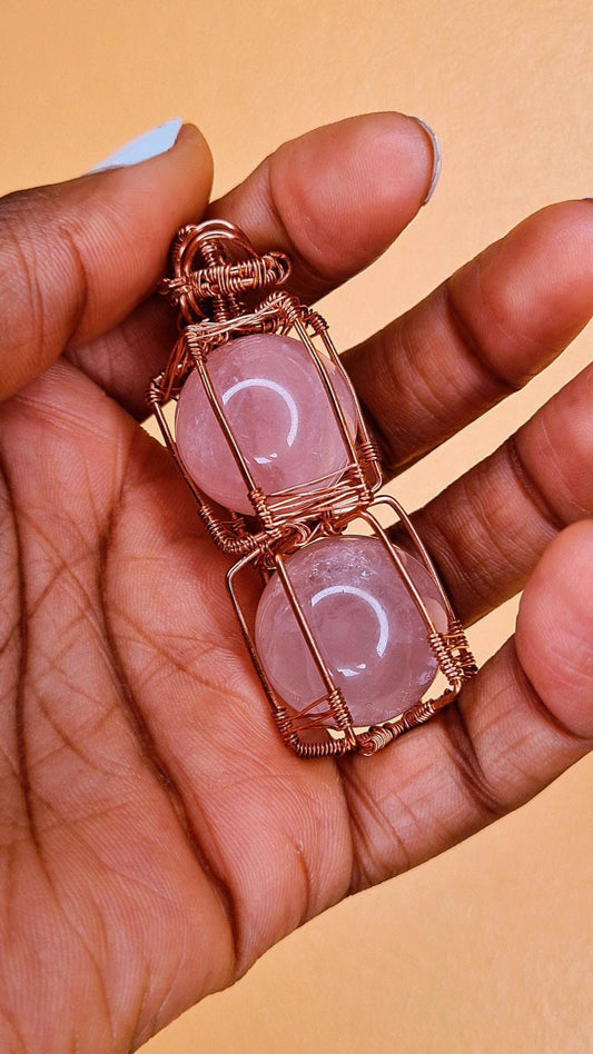 'THE LOVE BUBBLES' - ROSE QUARTZ PENDANT & CHAIN