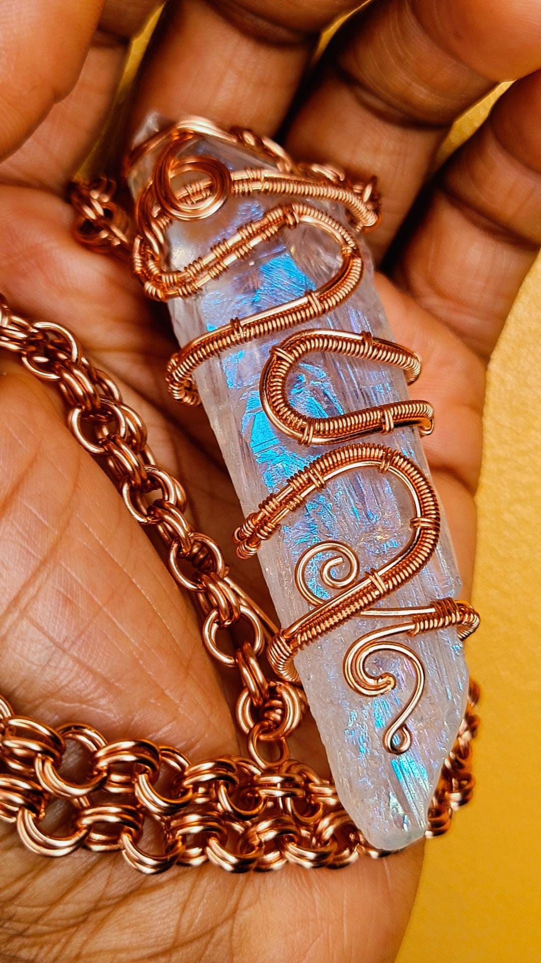 '111 MIRACLE SHARD' - RAW ANGEL AURE QUARTZ PENDANT & CHAIN