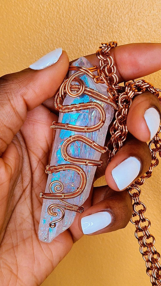 '111 MIRACLE SHARD' - RAW ANGEL AURE QUARTZ PENDANT & CHAIN