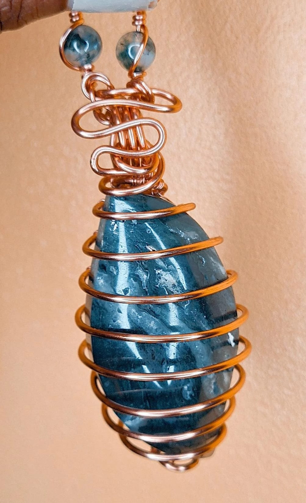 PEACE IN ORBIT- MOSS AGATE PENDANT CHAIN COMBO
