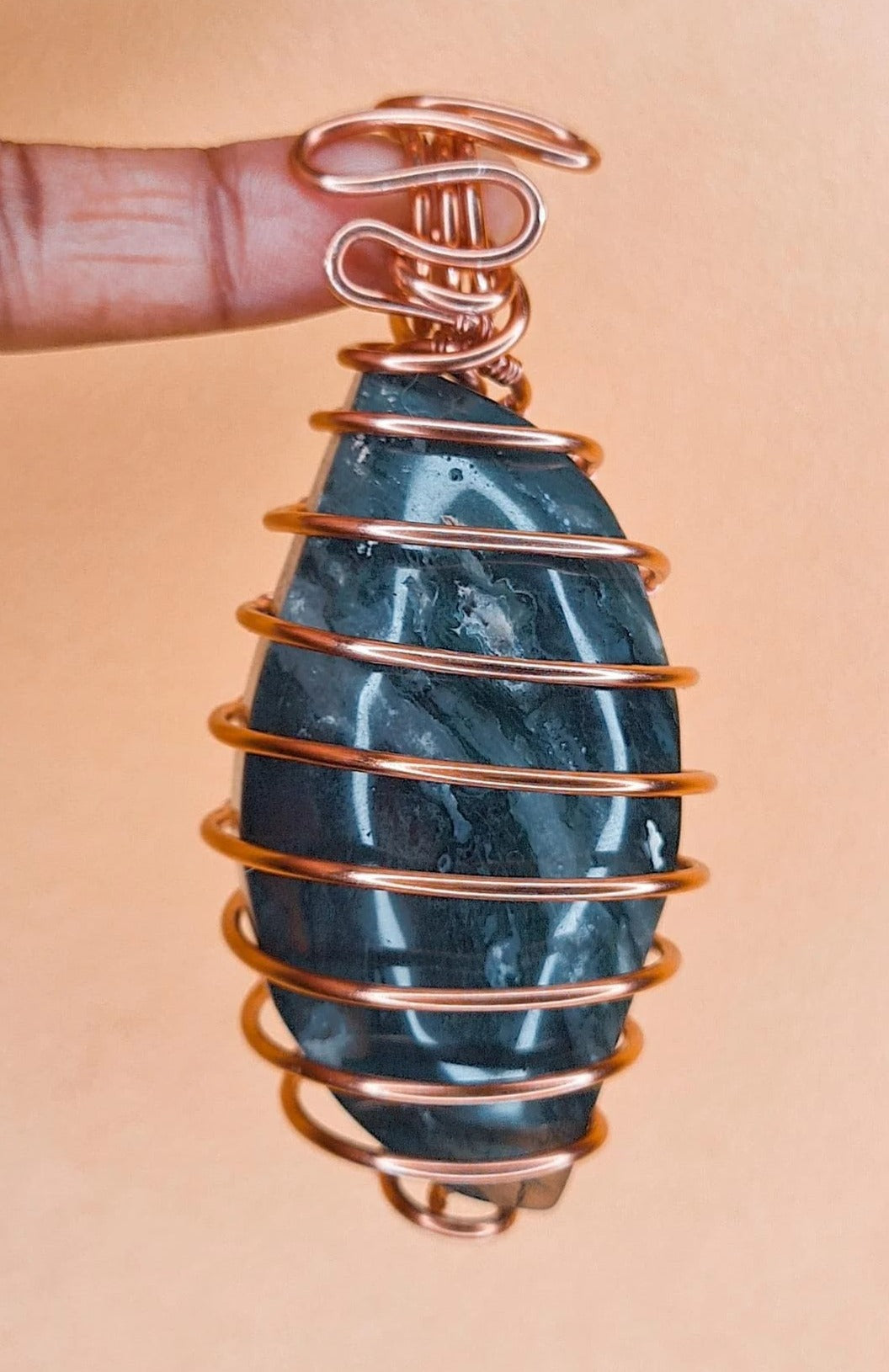 PEACE IN ORBIT- MOSS AGATE PENDANT CHAIN COMBO