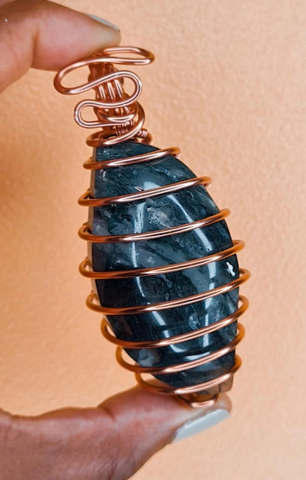 PEACE IN ORBIT- MOSS AGATE PENDANT CHAIN COMBO
