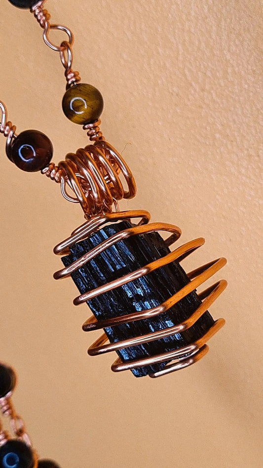 THE GREAT PROTECTOR COMBO - TORMALINE & TRIPLE TIGERS-EYE CHAIN