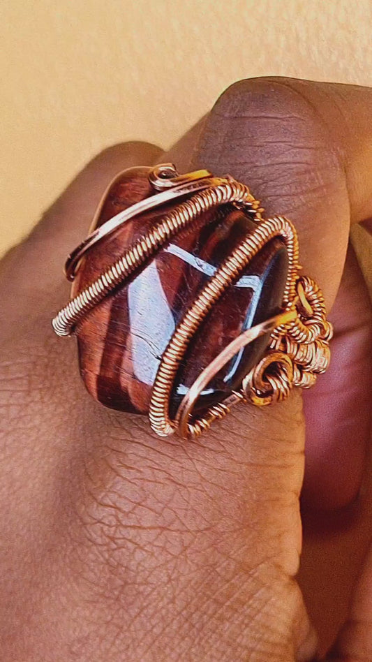 'THE DEFENDER' - RED TIGERS-EYE RING